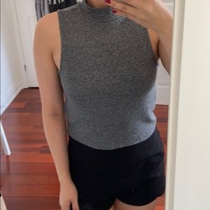 H&M - Grey Marl Ribbed Turtle Neck Crop Top